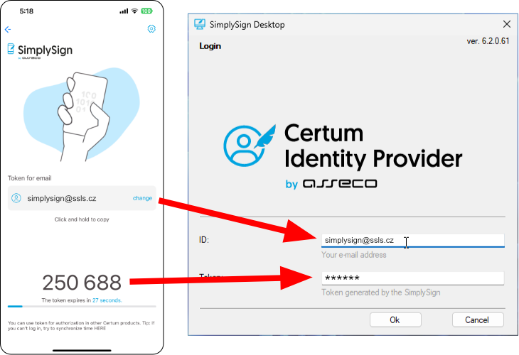 Cloud úložiště SimplySign - autentizace přihlášení