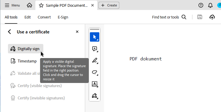 Digitální podpis PDF dokumentu Adobe Acrobat