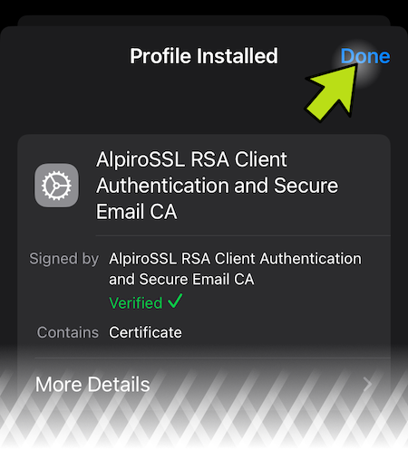 Instalace certifikátu na iPhone