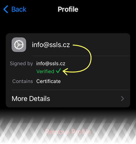 Instalace certifikátu v iOS či iPadOS