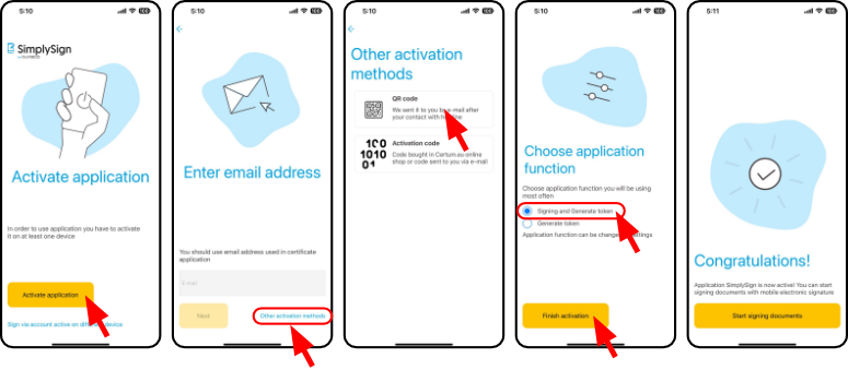 Aktivace SimplySign na mobilním zařízení QR kódem